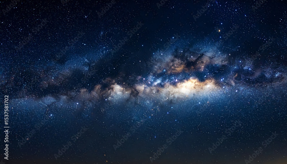 Fototapeta premium Majestic mountainscape under the milky way, a breathtaking night sky panorama mountains