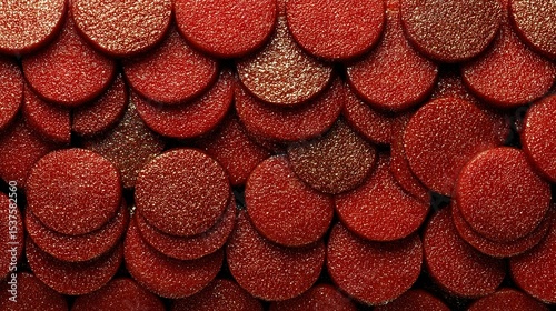  Red background with numerous red circles and gold glitter details
