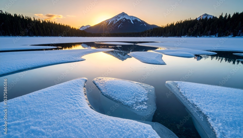 Breathtaking sunset panorama, golden hour over majestic mountain peaks Breathtaking sunset panorama, golden hour over majestic mountain peaks