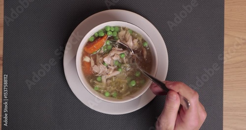 Hot meat soup with vegetables