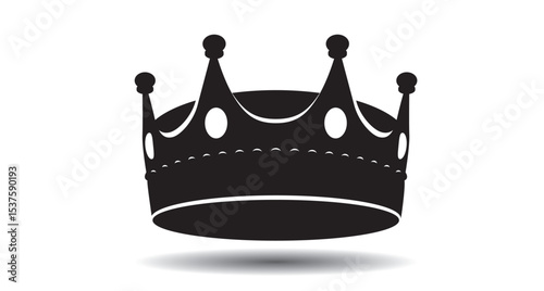 Black outline king crown icon on white background. Emblem and Royal symbols.