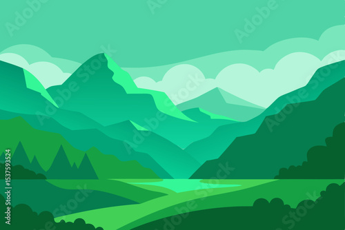 Serene Green Mountain Landscape A Tranquil Nature Scene
