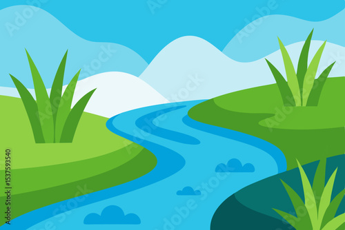 Serene River Landscape A Picturesque Scene of Nature's Beauty