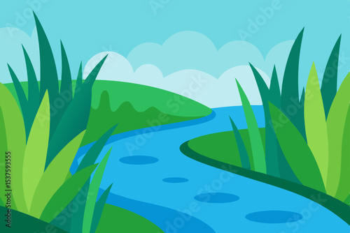 Serene River Landscape A Tranquil Scene of Nature's Beauty