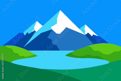 Serene Mountain Lake Landscape A Breathtaking View of Majestic Peaks and Tranquil Waters