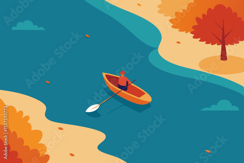 Serene Autumn River A Solo Rowing Journey Through Colorful Fall Foliage