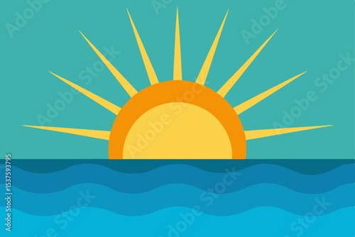 Sunrise over Calm Ocean A Serene Summer Illustration