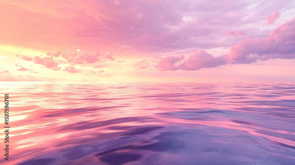Obraz premium Serene sunset over a calm sea, bathed in pastel hues.