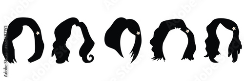 Set of women's hair Silhouette