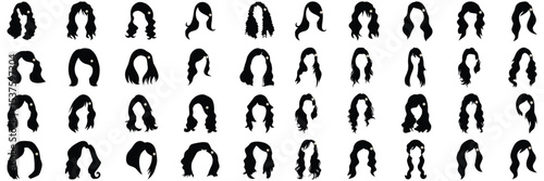 Set of women's hair Silhouette