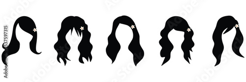 Set of women's hair Silhouette