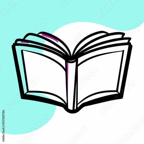 Open Book Illustration, Simple Book Design, Reading Concept