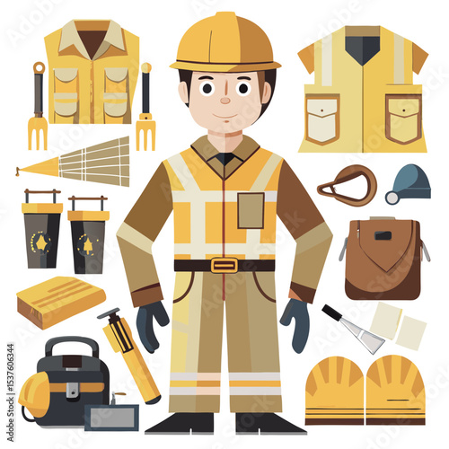 construction worker with toolbox and tools