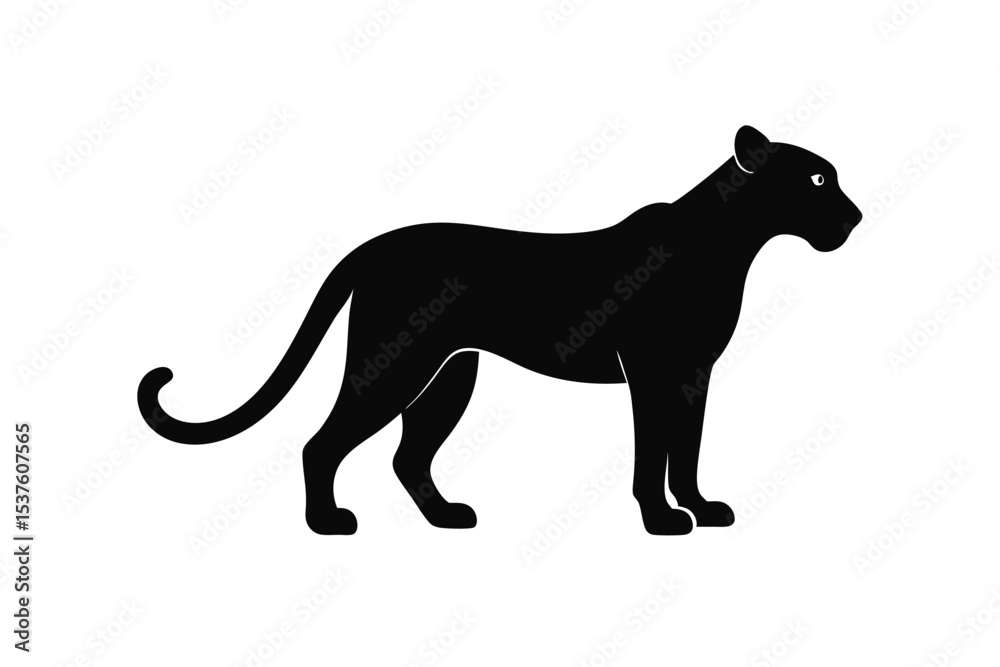 Fototapeta premium Cheetah running at full speed across the wild plains silhouette Vector illustration