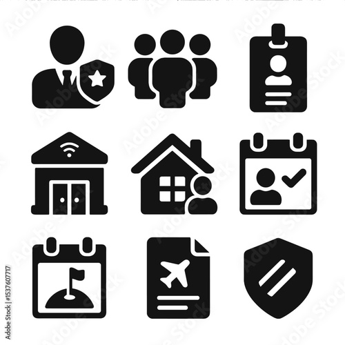 Esports Management Icons. Solid, filled icons set of esports organization management: team manager, roster