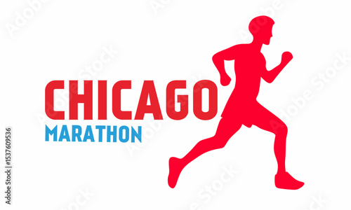 Chicago Marathon Background. Silhouette of a running man. Suitable for use at the Chicago Marathon or similar events.