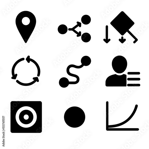 Customer Journey Icons. Solid, filled icons set of customer journey mapping: touchpoint icon, behavior flow,