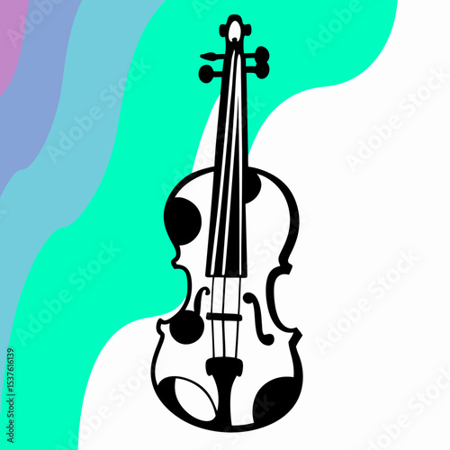 Polka Dot Violin Illustration, Music Instrument Graphic