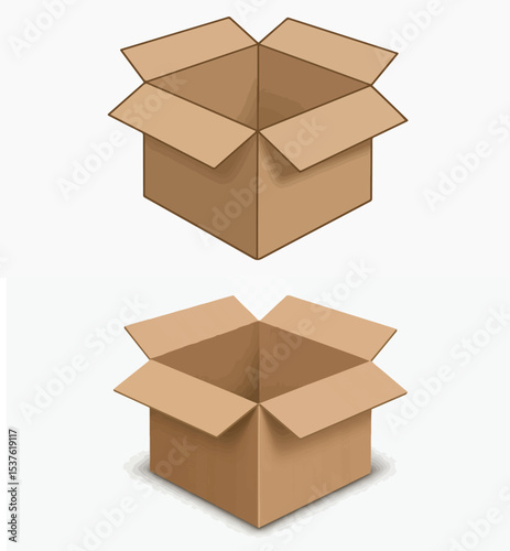 Open Cardboard Box Isolated on White

