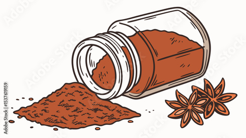  Aromatic Spices Star Anise and Ground Cinnamon Powder 