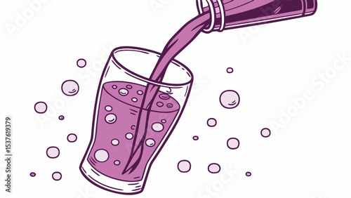 Pouring Refreshing Purple Soda A Bubbly Delight