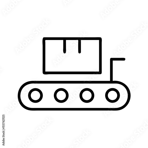 Conveyor belt with package in minimalist line art style  