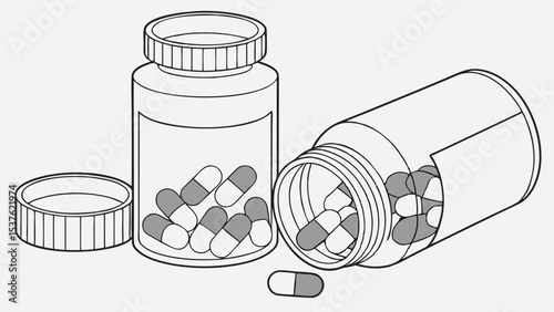 Medication Capsules in Bottles Healthcare and Wellness