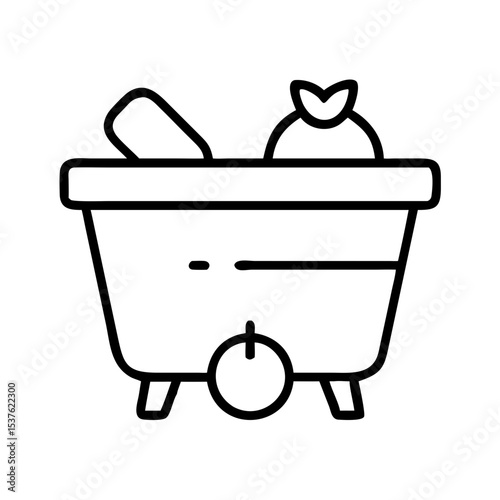 Vegetable washer with fresh produce in minimal line art style  