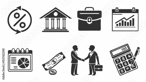 Financial Icons Banking, Investment, and Business Growth