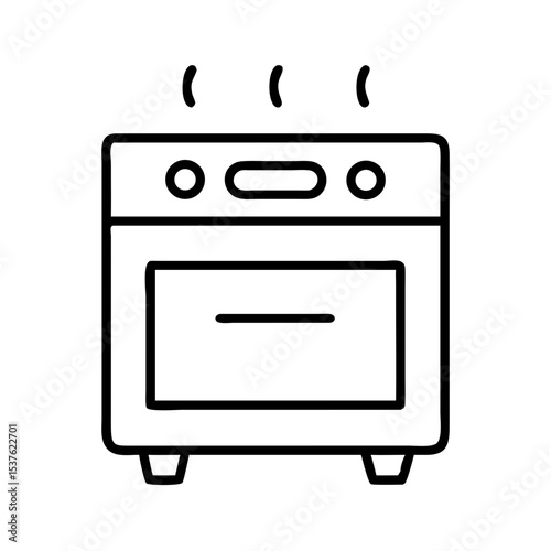 Line art of a kitchen oven with steam rising from the top  
