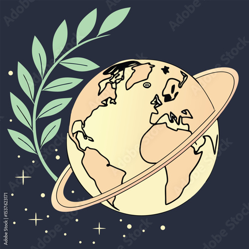 A vector of glowing with a leaf around it 