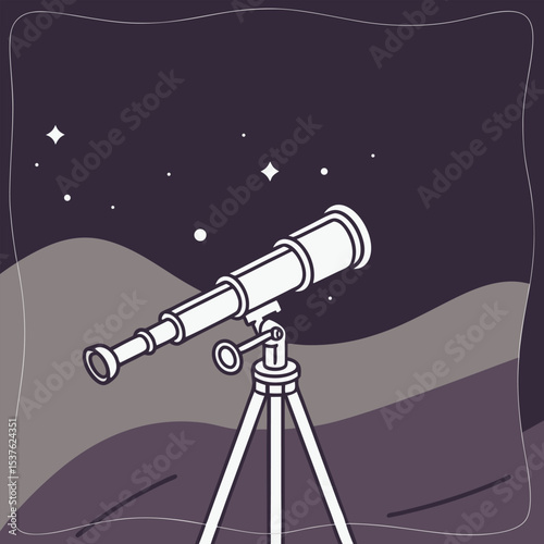 telescope on a blue background vector 