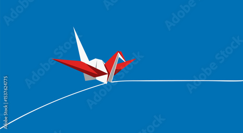 Red Origami Paper Airplane