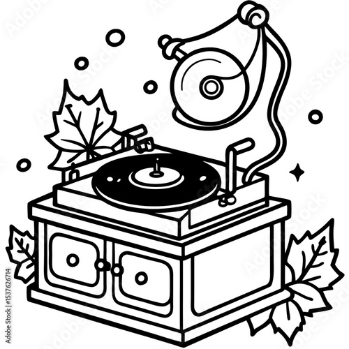Simple Xmas Record Player Vector
