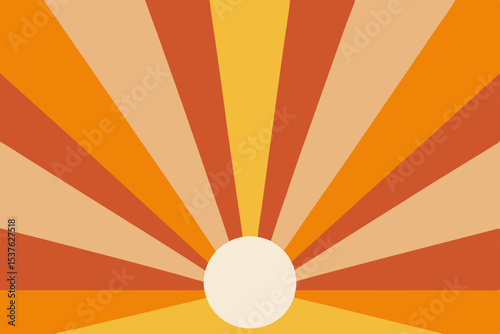 Retro Sunburst Design Warm Hues and Radiant Rays Graphic