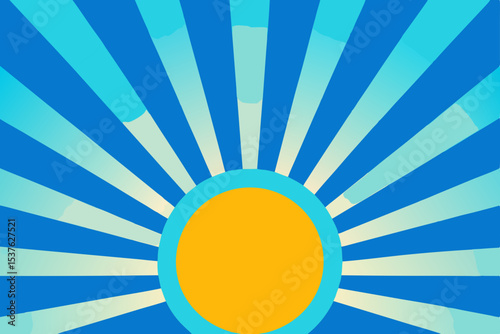 Vibrant Sunburst Design Blue and Yellow Rays of Sunshine Graphic