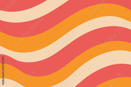 Abstract Wave Pattern  Vibrant Coral, Orange, and Cream Swirls