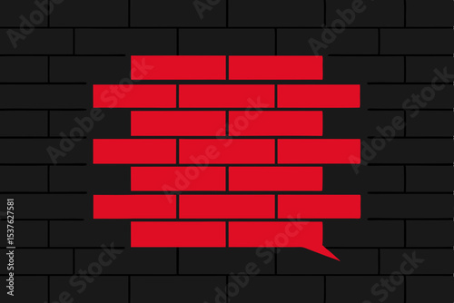 Brick Wall Speech Bubble Communication and Construction Concepts