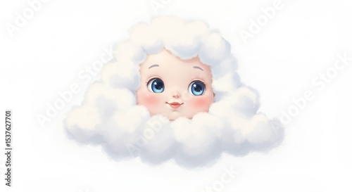 Child face in cloud illustration