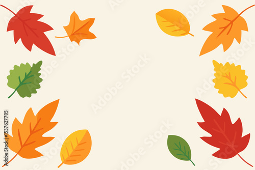 Autumn Leaves Frame  Vibrant Fall Foliage Border Design for Thanksgiving and Autumn Projects