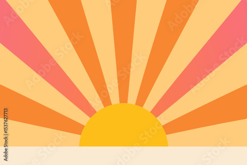 Vibrant Sunburst Illustration Warm Hues and Retro Design