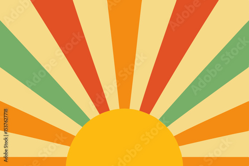 Retro Sunburst Design Vintage Rays of Sunshine Background
