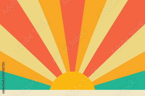 Vibrant Sunrise Rays Retro Sunburst Background Design