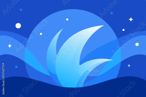 Celestial Night Bloom Abstract Plant Illustration
