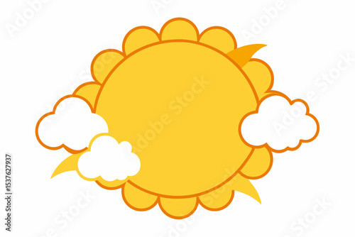 Sunny Day Illustration Sun, Clouds, and Sky Design Element