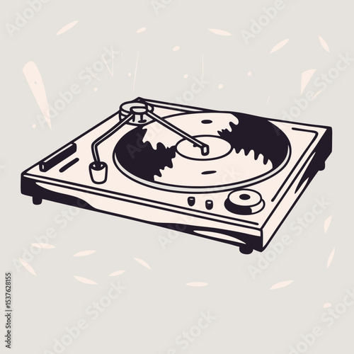 Vintage Turntable Record Player Illustration
