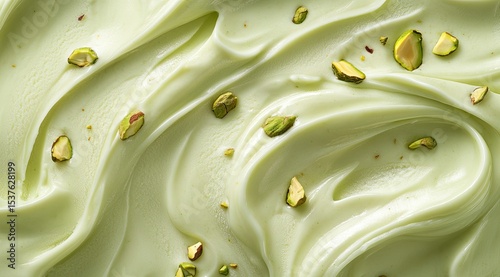 Ice cream with crushed pistachios on top