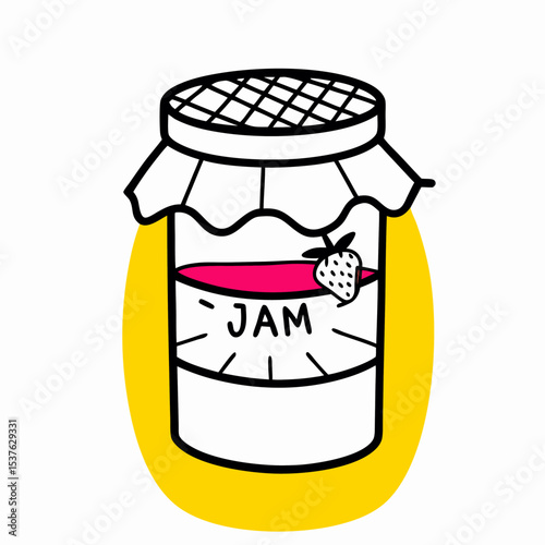 Strawberry Jam Jar Illustration - Cute Hand Drawn Design