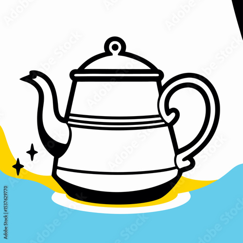 Simple Line Drawing of a Vintage Teapot
