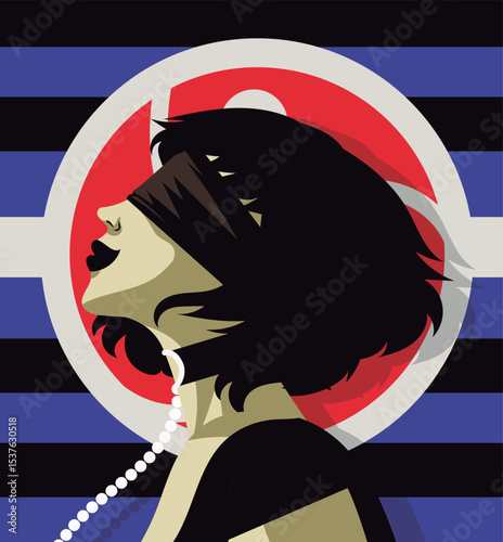 blinded woman with pride triskelion flag